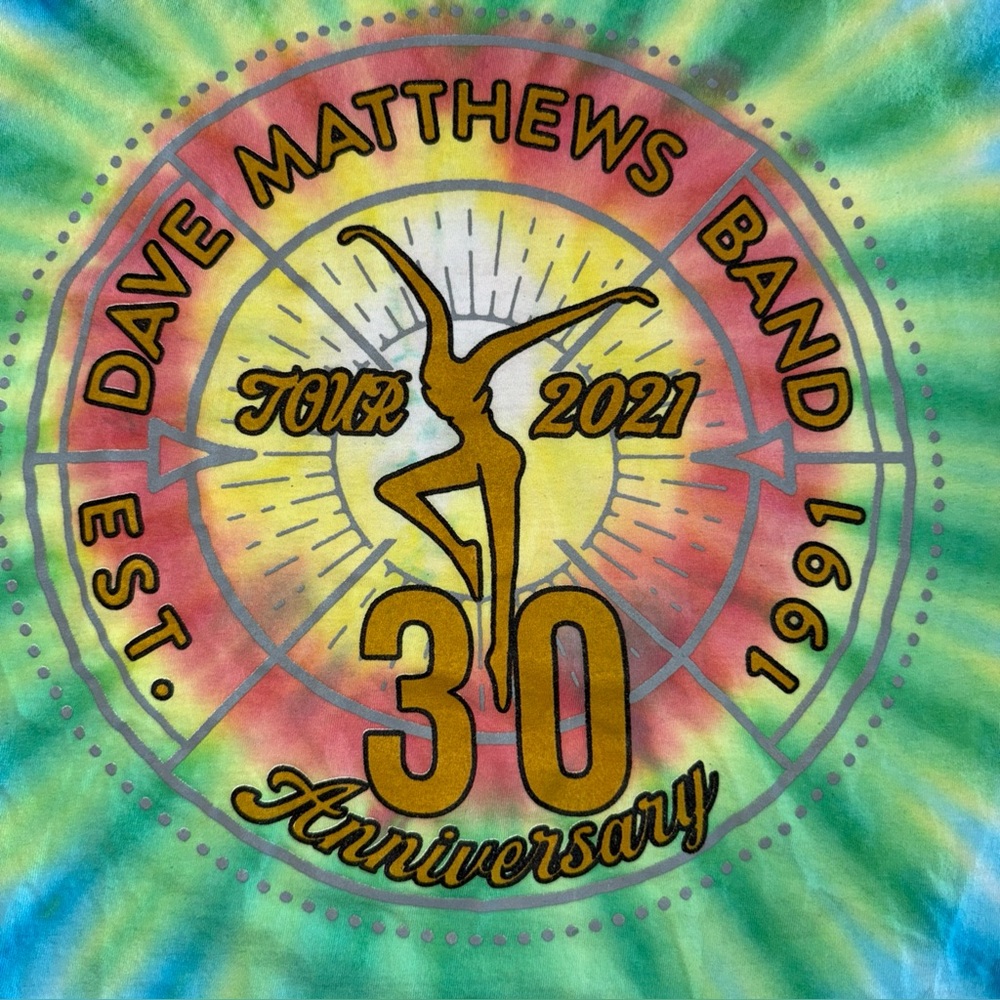Dave Matthew’s Band DMB 2021 30th Anniversary Tour T Shirt Tie Dye M
